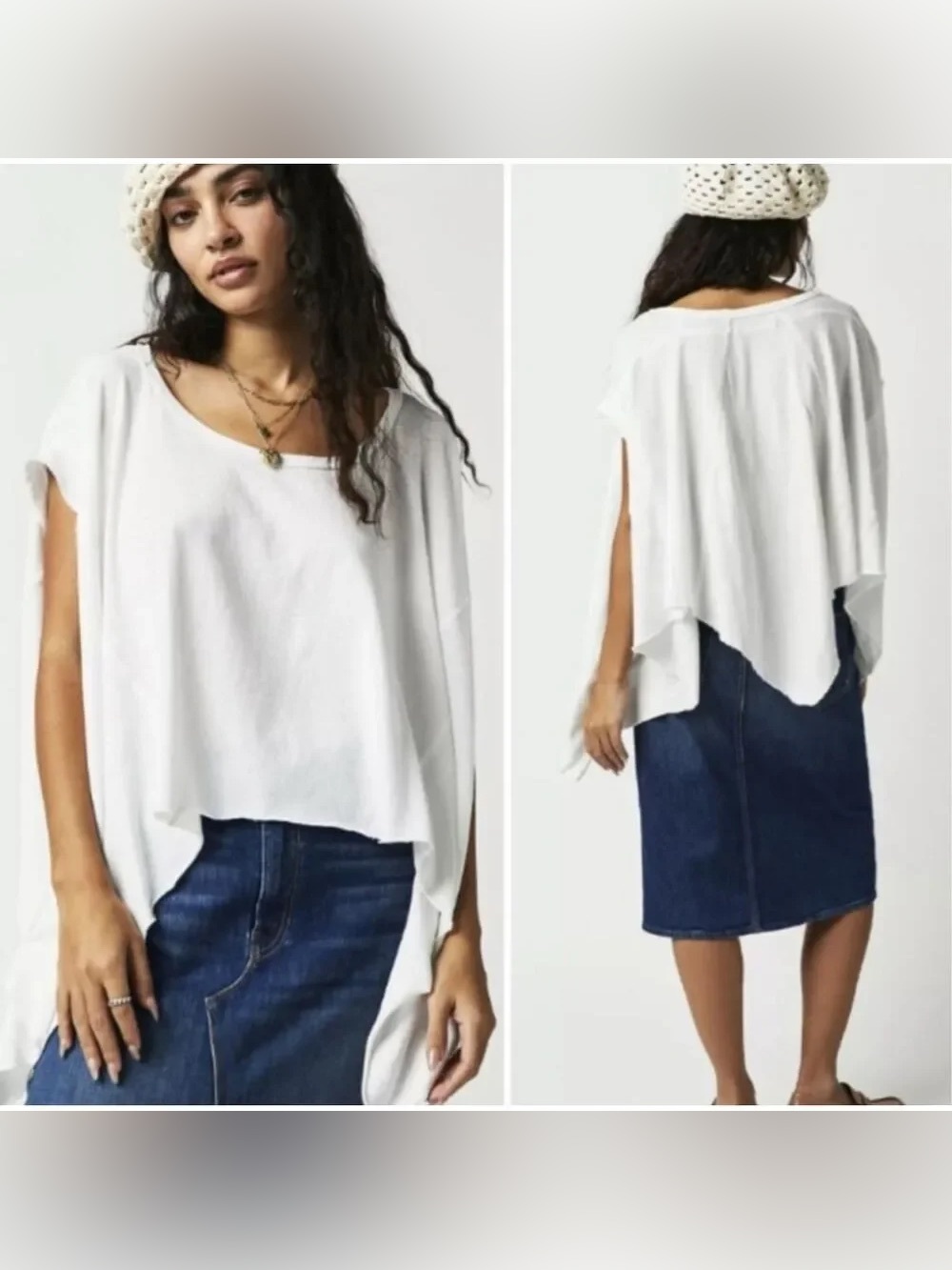 Free People We The Free Care Angel Tee White Oversized Short Sleeve Top